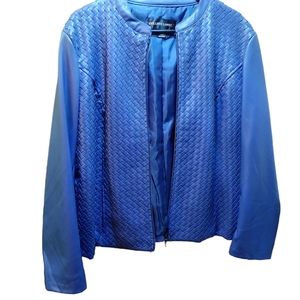 Colleen Lopez Blue Faux Leather Jacket New Without Tags XL